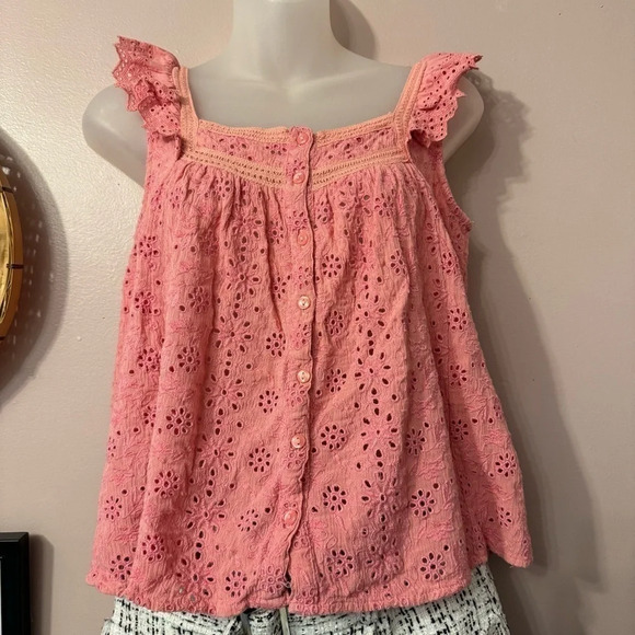 Lucky Brand Sleeveless Button Up Embroidered  Top Women Size S - Picture 13 of 15